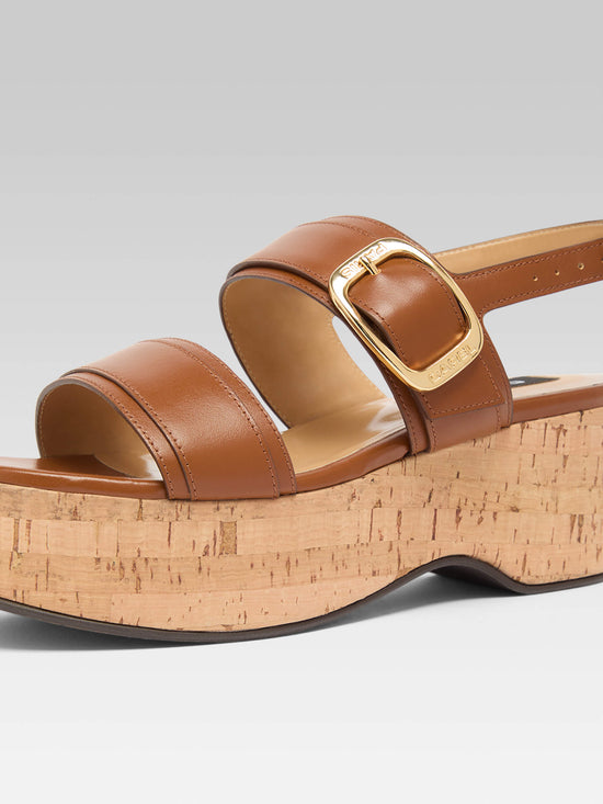Carel Francine - Sandales à Plateforme Cuir Cognac