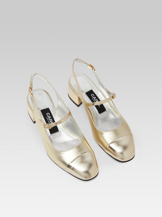 Carel Ischia - Babies Slingback Cuir Laminé Platine