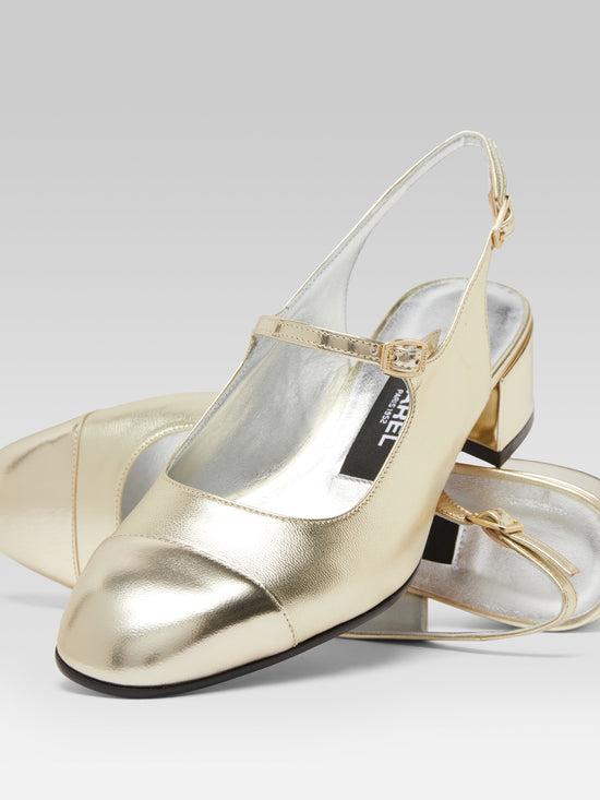Carel Ischia - Babies Slingback Cuir Laminé Platine
