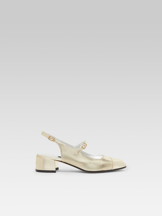 carel Ischia - Babies slingback cuir laminé platine