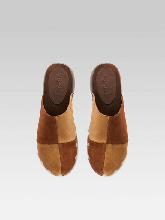 Carel Ivy - Sabots Cuir Velours Bi Marron