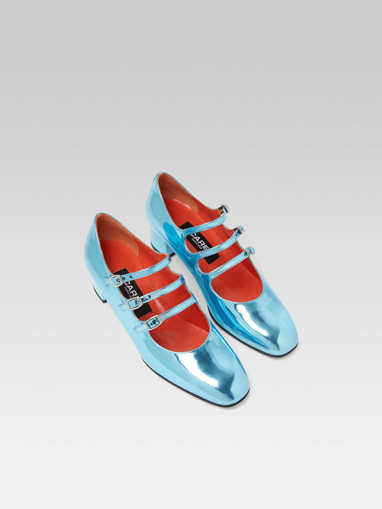 Carel Kina - Escarpins Babies Cuir Reflex Bleu Lagon