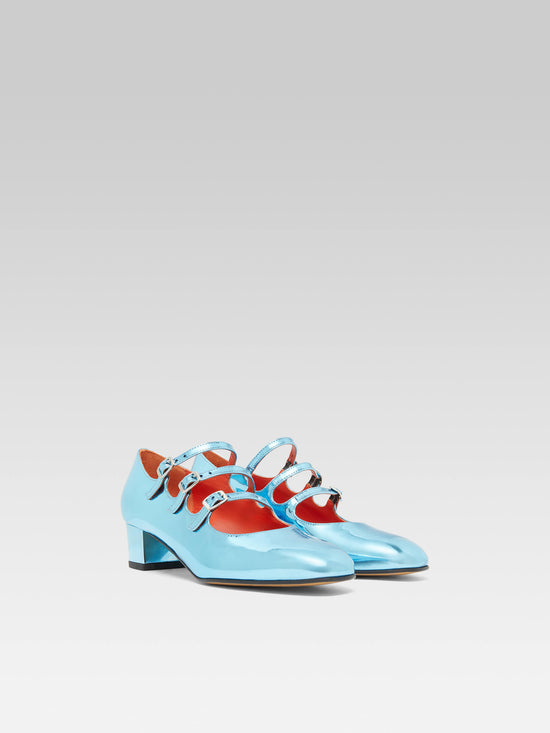 Carel Kina - Escarpins Babies Cuir Reflex Bleu Lagon