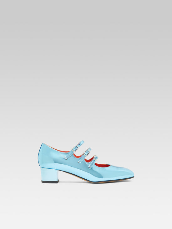 carel Kina - Escarpins babies cuir reflex bleu lagon