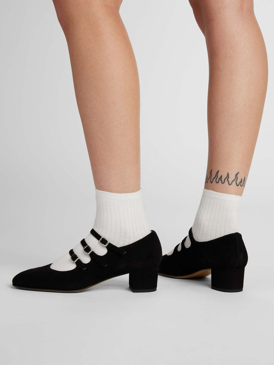 Carel Kina - Escarpins Babies Cuir Velours Noir