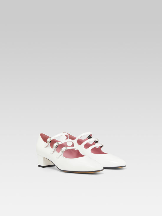 Carel Kina - Escarpins Babies Cuir Verni Blanc