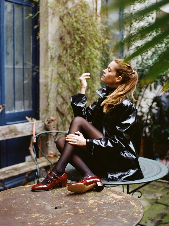 Carel Kina - Escarpins Babies Cuir Verni Bordeaux