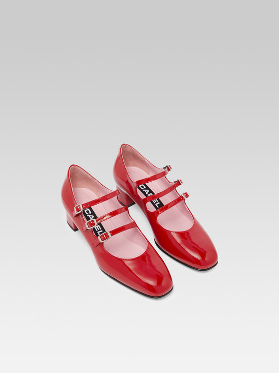 Carel Kina - Escarpins Babies Cuir Verni Rouge