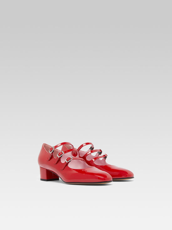 Carel Kina - Escarpins Babies Cuir Verni Rouge