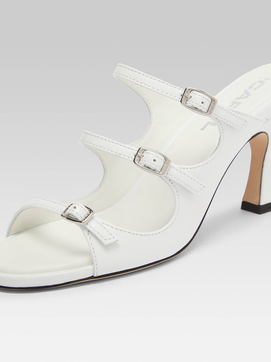 Carel Kitty - Mules Cuir Vernis Blanc