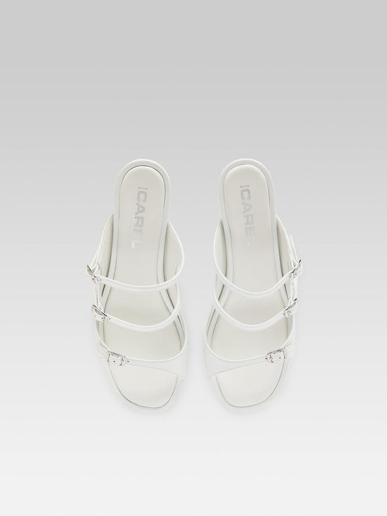 Carel Kitty - Mules Cuir Vernis Blanc