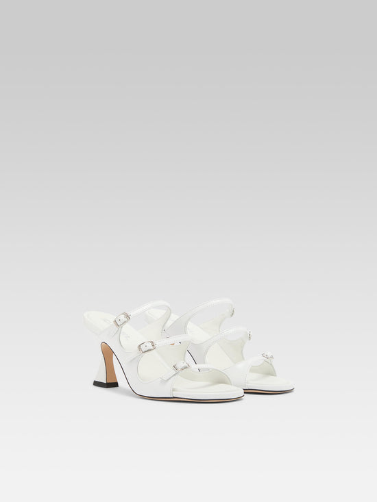 Carel Kitty - Mules Cuir Vernis Blanc