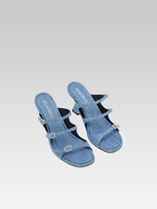 Carel Kitty - Mules Tissu Jean Bleu