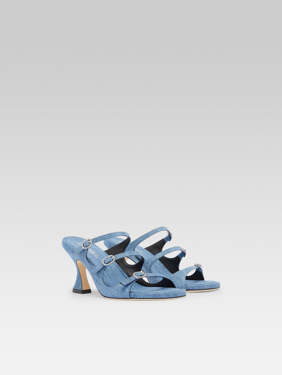 Carel Kitty - Mules Tissu Jean Bleu
