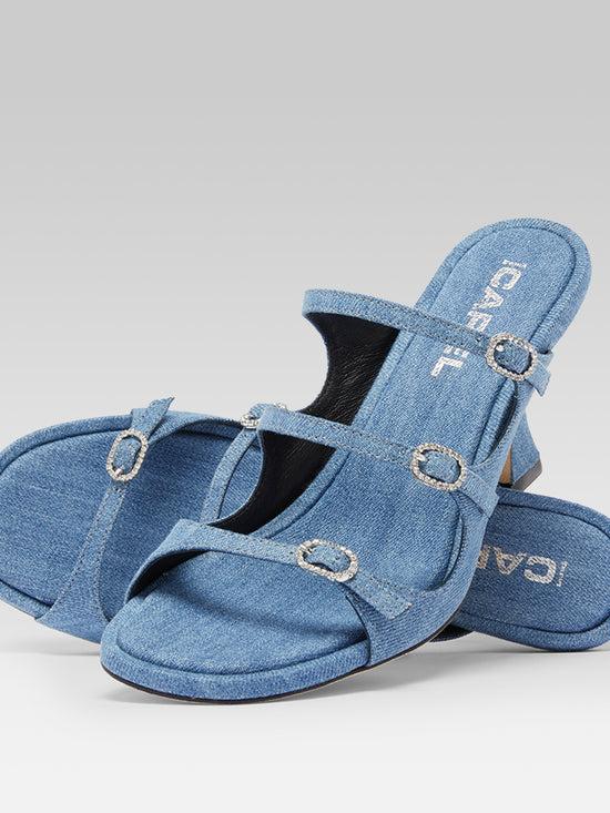 Carel Kitty - Mules Tissu Jean Bleu