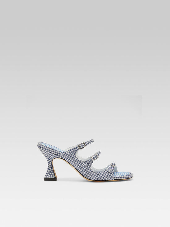carel Kitty - Mules tissu vichy bleu et blanc