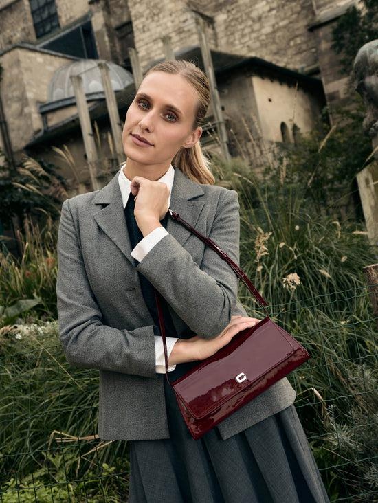 Carel Madeleine - Sac épaule Cuir Verni Bordeaux