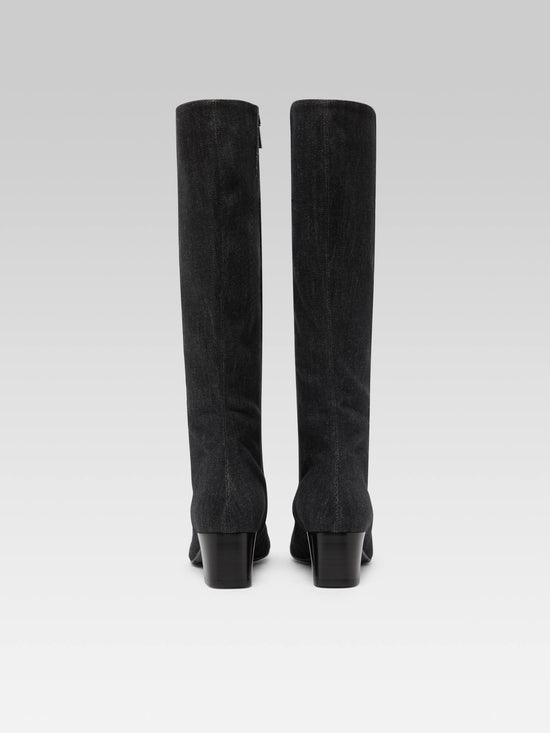 Carel Malaga - Bottes Bicolores Tissu Jean Gris