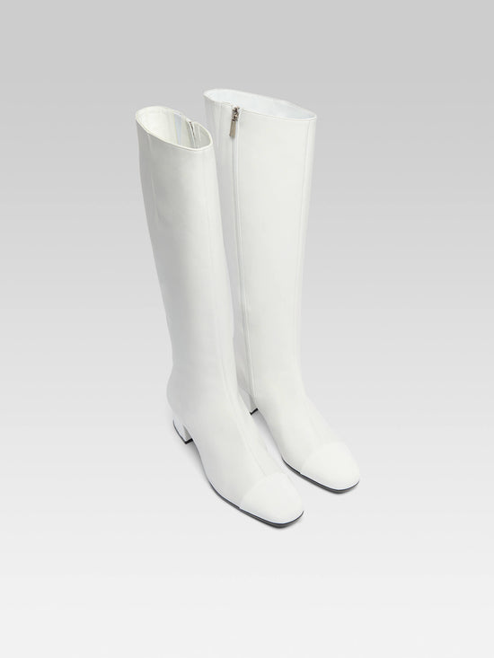 Carel Malaga - Bottes Cuir Et Cuir Verni Blanc