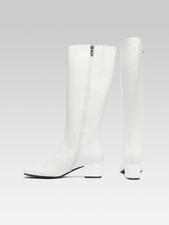 Carel Malaga - Bottes Cuir Et Cuir Verni Blanc