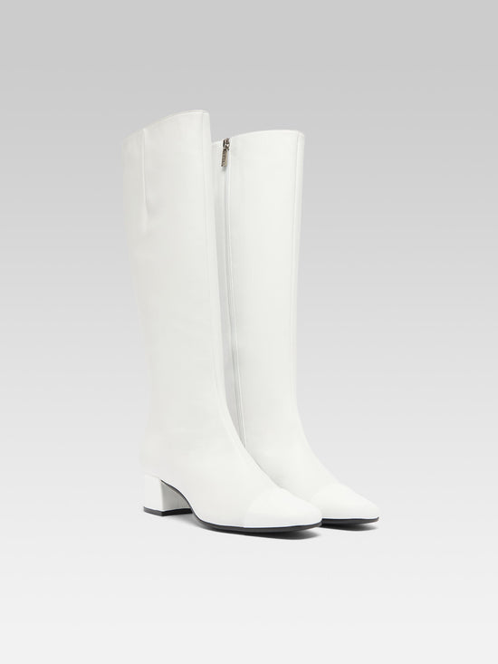 Carel Malaga - Bottes Cuir Et Cuir Verni Blanc