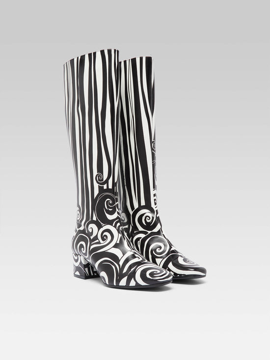 Carel Malaga - Bottes Cuir Imprimé Noir Et Blanc