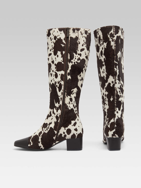 Carel Malaga - Bottes Cuir Pony Imprimé Vache