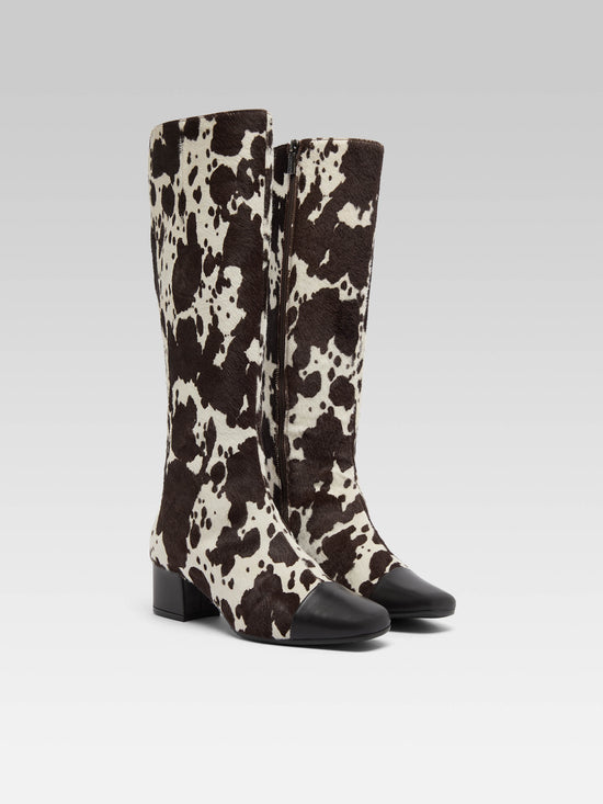 Carel Malaga - Bottes Cuir Pony Imprimé Vache