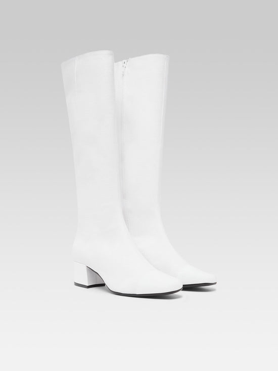 Carel Malaga - Bottes Tissu Et Cuir Verni Blanc