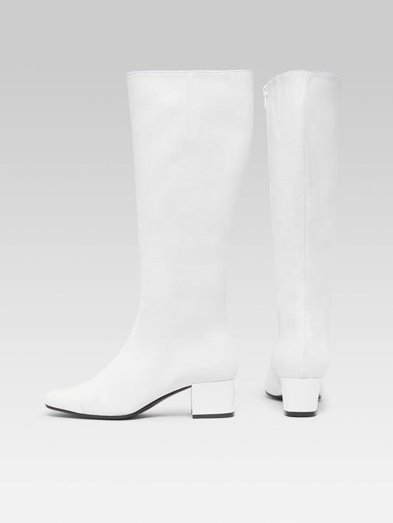 Carel Malaga - Bottes Tissu Et Cuir Verni Blanc