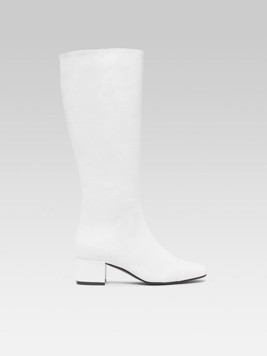 carel Malaga - Bottes tissu et cuir verni blanc