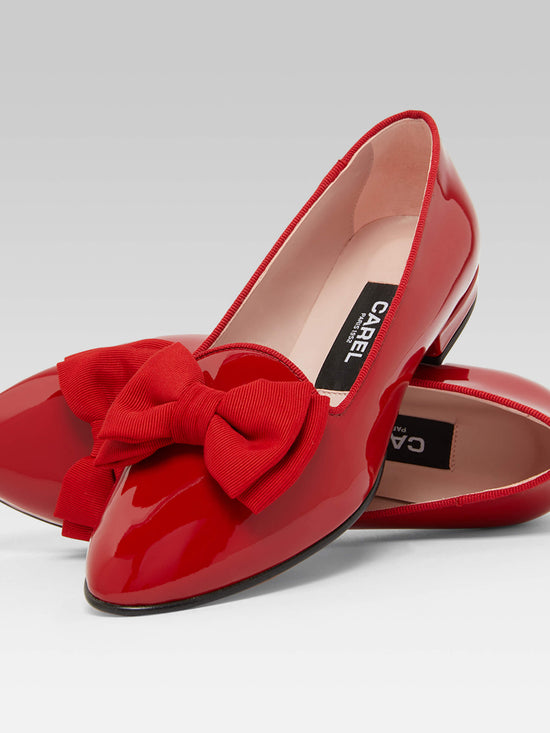Carel Marquis - Ballerines à Noeud Cuir Verni Rouge