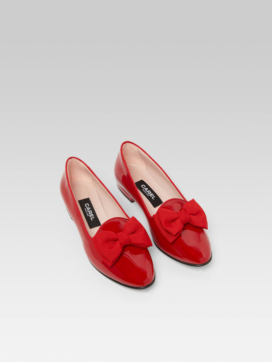 Carel Marquis - Ballerines à Noeud Cuir Verni Rouge