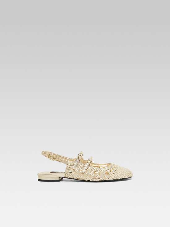 carel Melon - Babies slingback cuir tressé platine