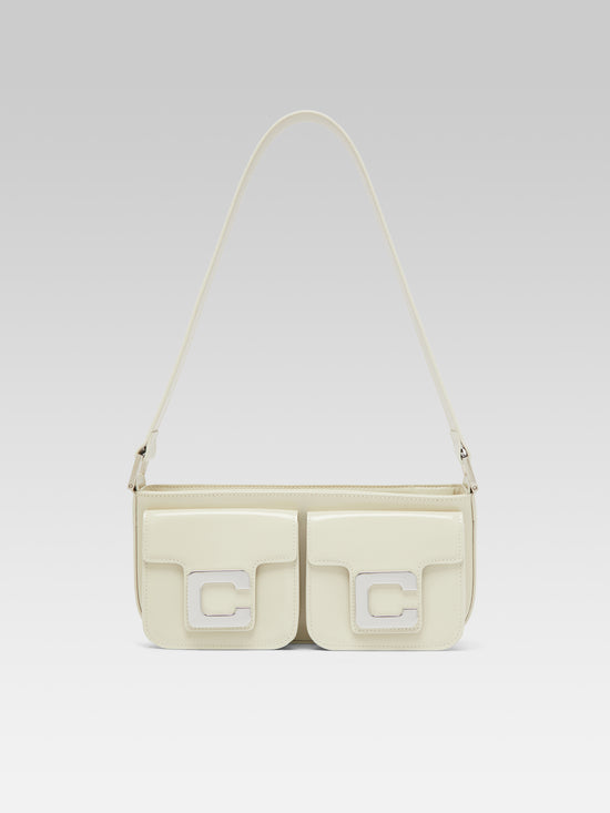 carel Mimi - Sac baguette cuir glacé ivoire