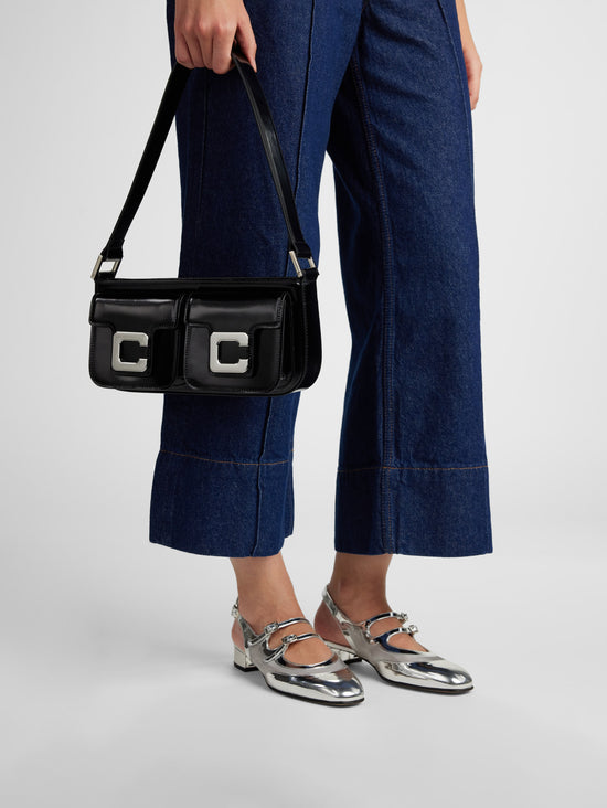 Carel Mimi - Sac Baguette Cuir Glacé Noir