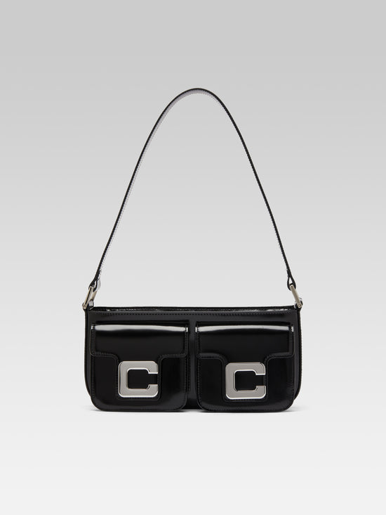 carel Mimi - Sac baguette cuir glacé noir