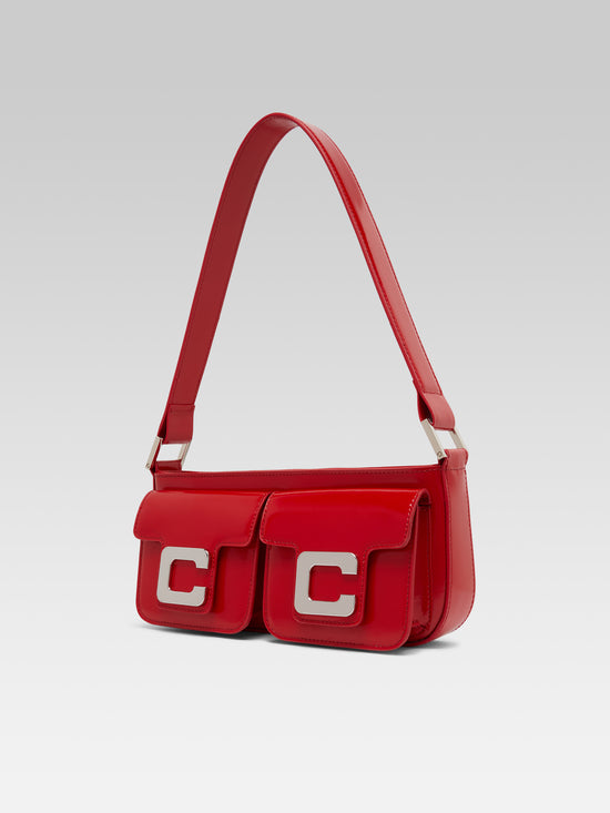 Carel Mimi - Sac Baguette Cuir Glacé Rouge