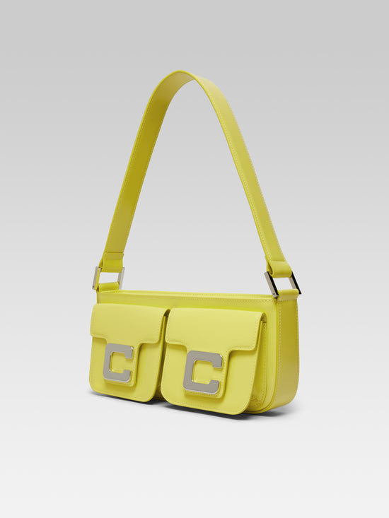 Carel Mimi - Sac Baguette Cuir Glacé Vert Citron