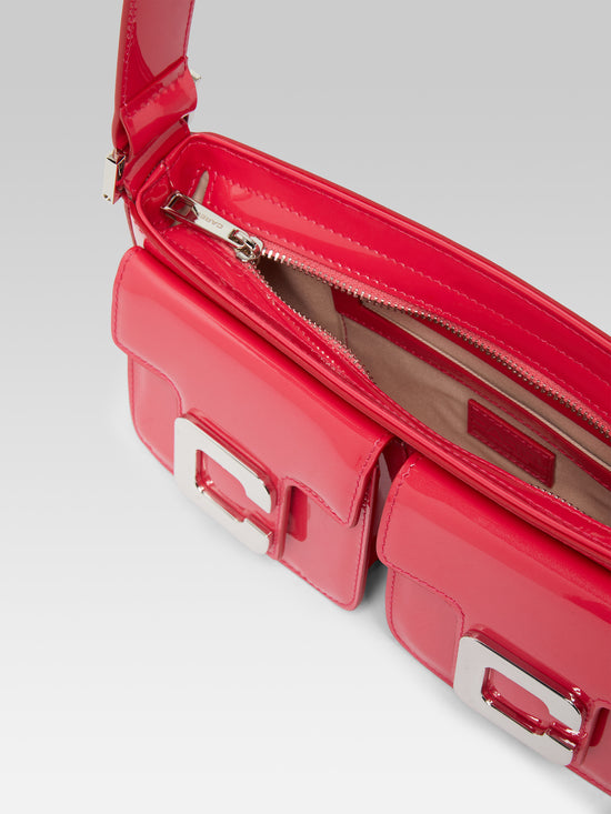 Carel Mimi - Sac Baguette Cuir Verni Upcyclé Rose