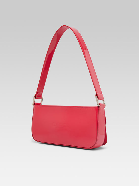 Carel Mimi - Sac Baguette Cuir Verni Upcyclé Rose