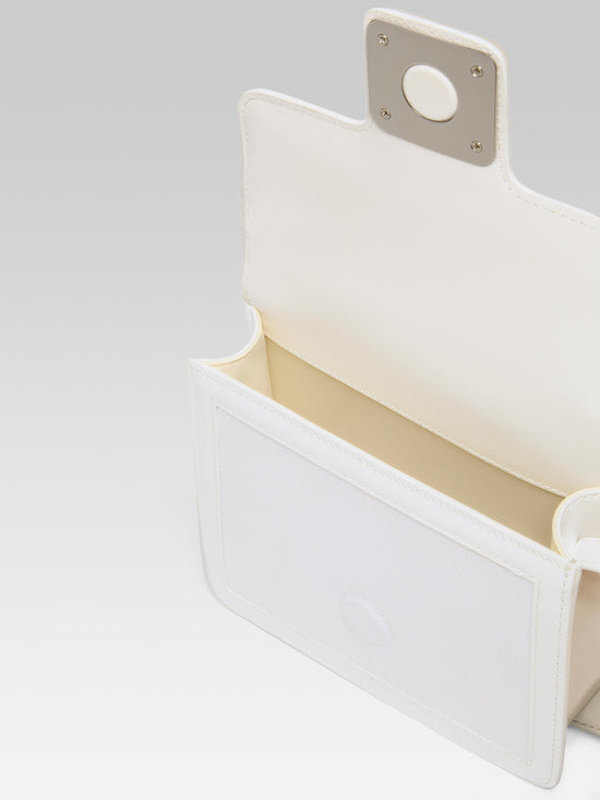 Carel Mini Sorbonne - Sac Tissu Et Cuir Verni Blanc