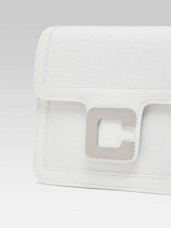 Carel Mini Sorbonne - Sac Tissu Et Cuir Verni Blanc