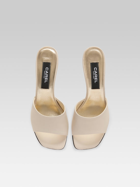 Carel Naiade - Mules Cuir Ivoire Talon Coquillage