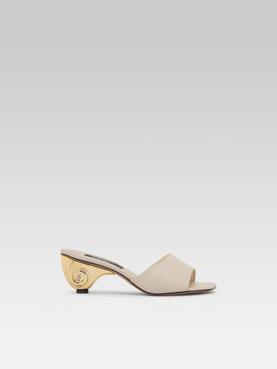 carel Naiade - Mules cuir ivoire talon coquillage
