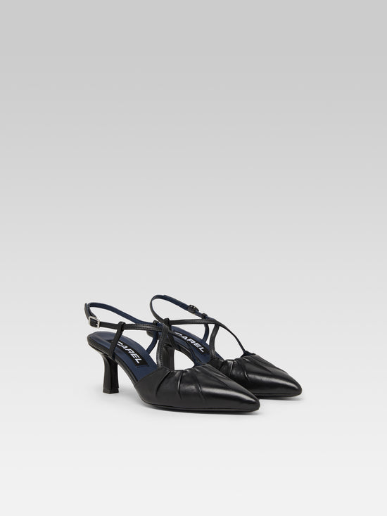 Carel Neri - Escarpins Slingback Cuir Noir