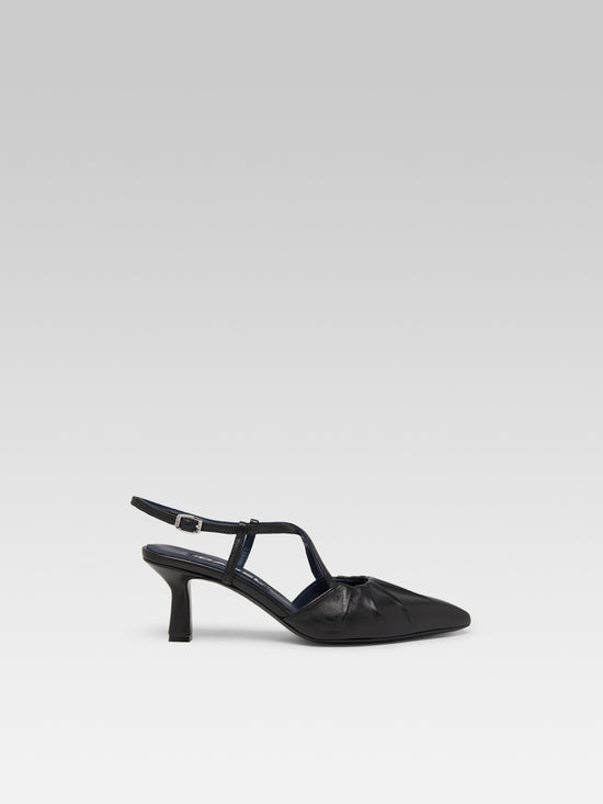 carel Neri - Escarpins slingback cuir noir