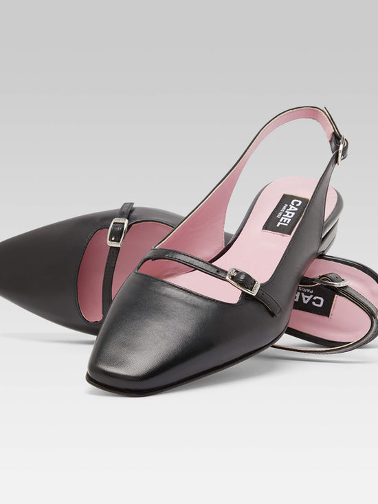 Carel Ninon - Ballerines Slingback Cuir Noir