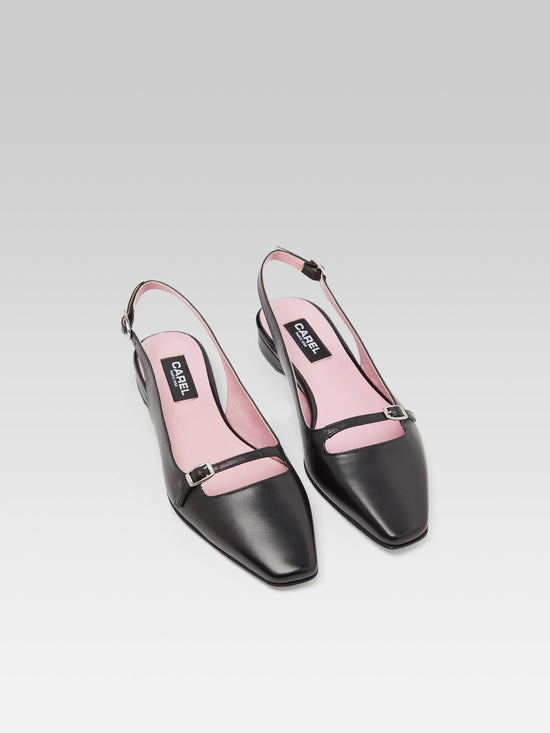 Carel Ninon - Ballerines Slingback Cuir Noir