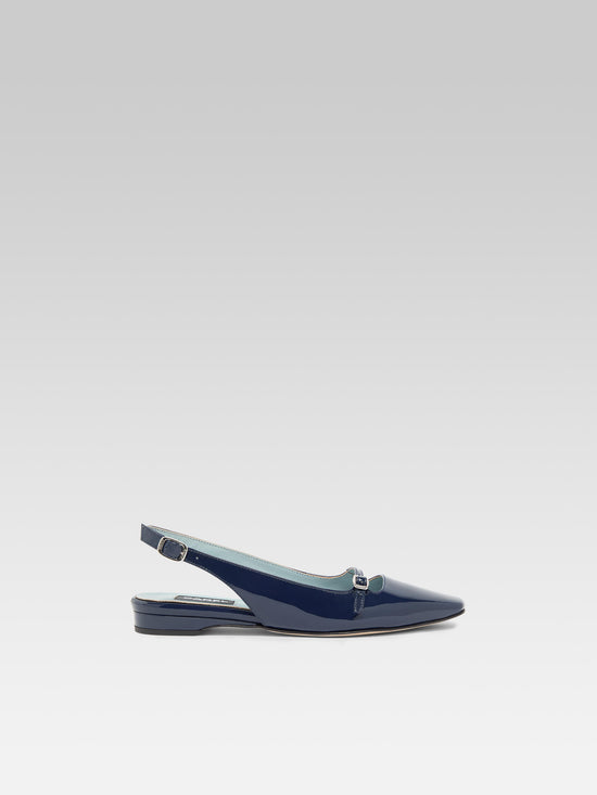 carel Ninon - Ballerines slingback cuir verni bleu